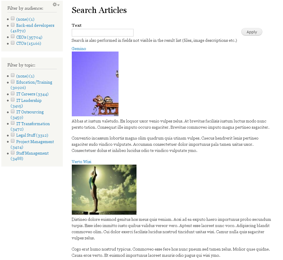 Apache solr drupal faceted search blocks