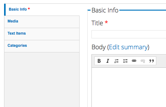 Using Drupal's Simplify module to remove admin tabs from content editors