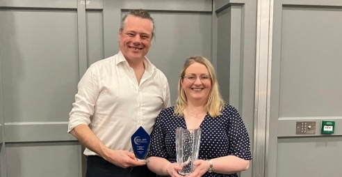 Anthony Lindsay and Stella Power with Annertech's National Digital Awards for 2024