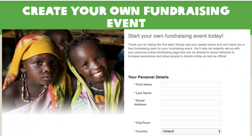 Oxfam Ireland Fundraising Sign Up