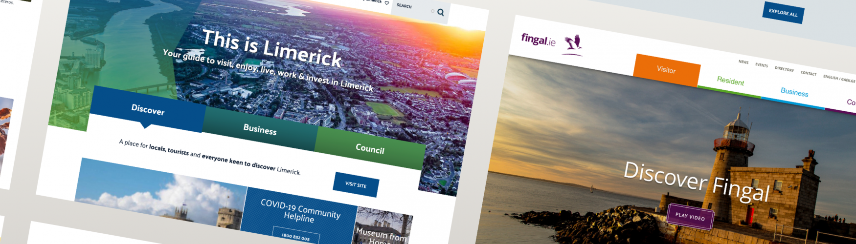 Screenshots of Fingal and Limerick council websites