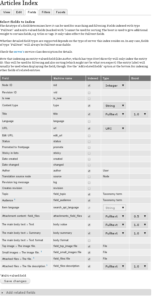 Configure Drupal fields for apache solr search