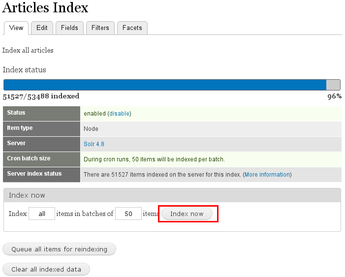 apache solr indexing drupal nodes/pages