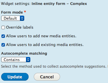 Drupal 8 Media inline entity form settings