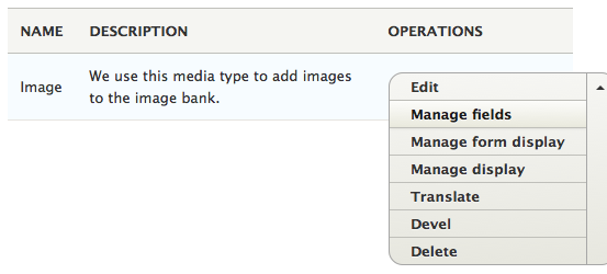 Drupal 8 media manage fields interface