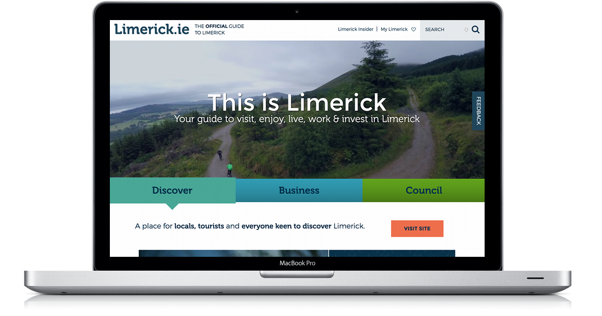 Screenshot of homepage of Limerick.ie website 