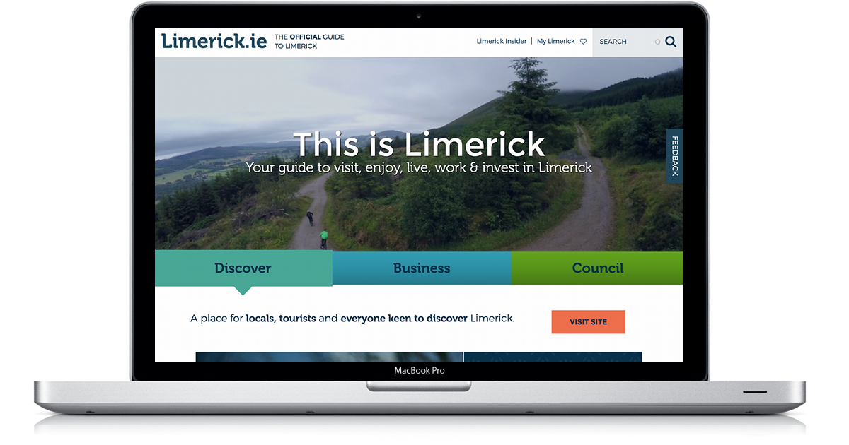 Screenshot of homepage of Limerick.ie website