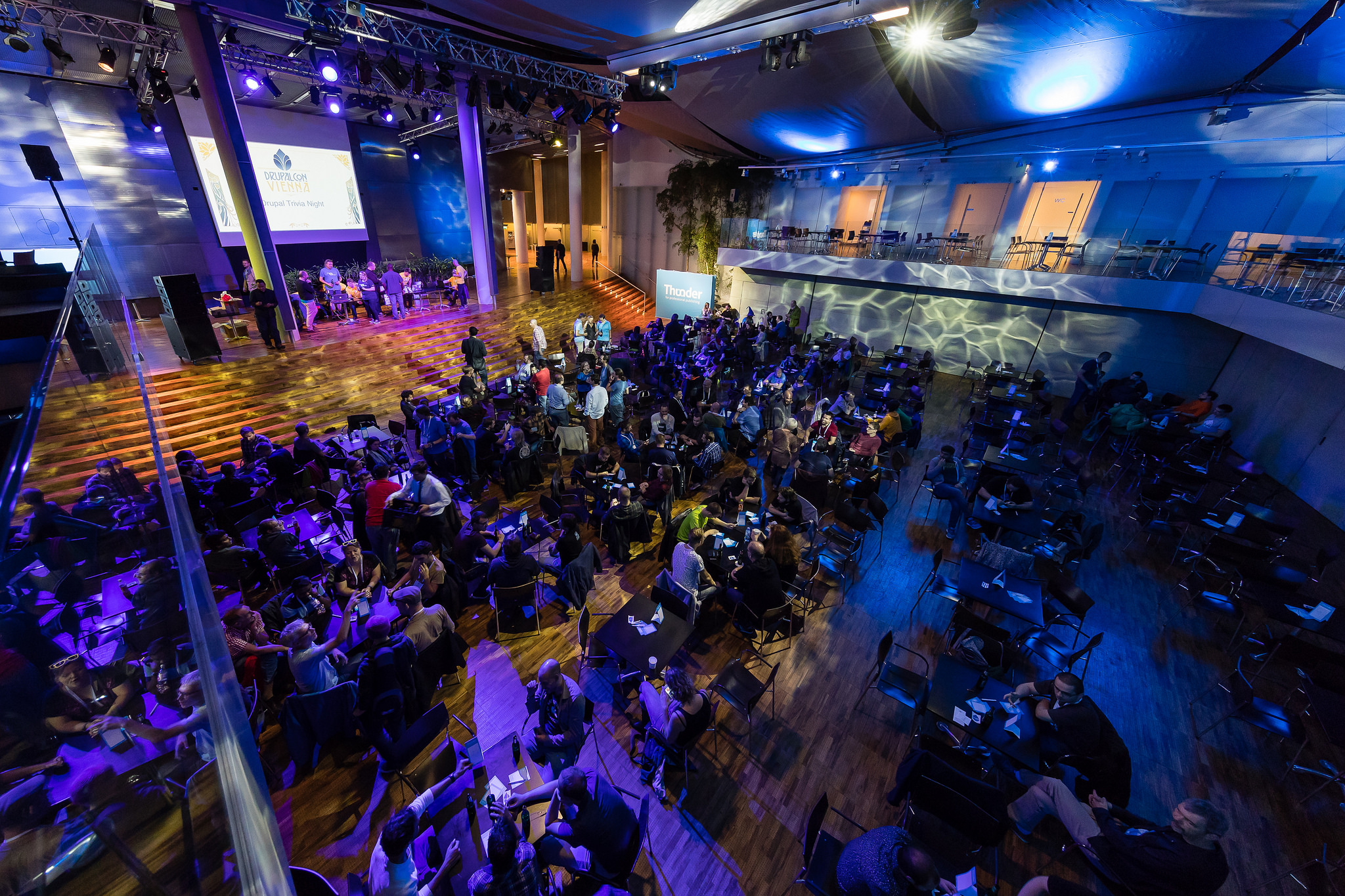 Crowd gathered for Trivia night at DrupalCon Vienna