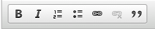 wysiwyg - bold, italics, number list, bullet list, link, unlink buttons