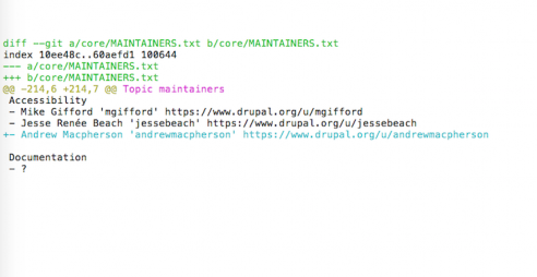 Patch code to add Andrew to Drupal core accessibility maintainers list
