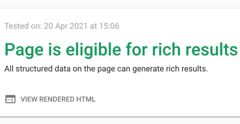 Google Rich Snippets Eligible Page