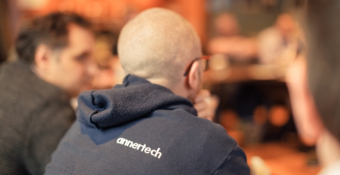 Person wearing Annertech hoodie