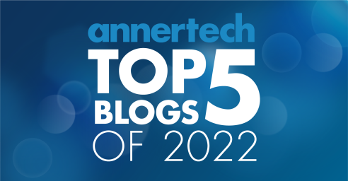 The words "Annertech's top 5 blogs of 2022" appear on a blue background