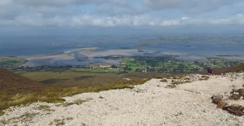 Clew bay is seen from the top of Croagh Patrick