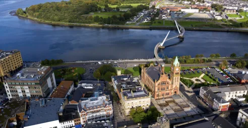 A birds eye view of the city of Derry