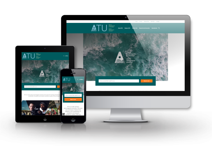 ATU's new website is displayed on mobile, tablet and desktop screens.