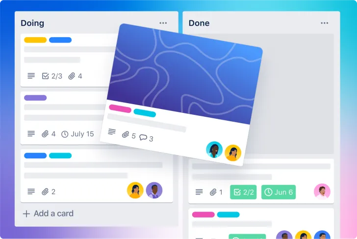 A screenshot of Trello cards