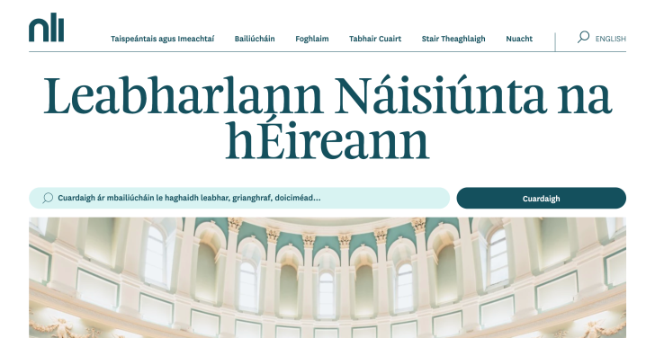 The NLI's Irish website