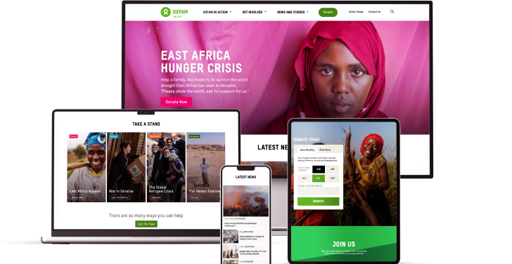 Oxfam's new responsive website.