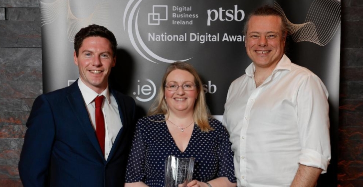 David Campbell, a judge and director at Digital Business Ireland, with Annertech's Managing Director Stella Power and Managed Services Director Anthony Lindsay.