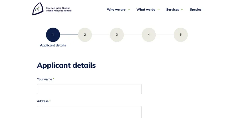 The forms on the Inland Fisheries website simplify the process by taking the user through numerous steps.
