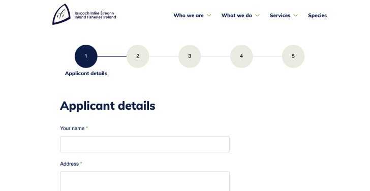The forms on the Inland Fisheries website simplify the process by taking the user through numerous steps.