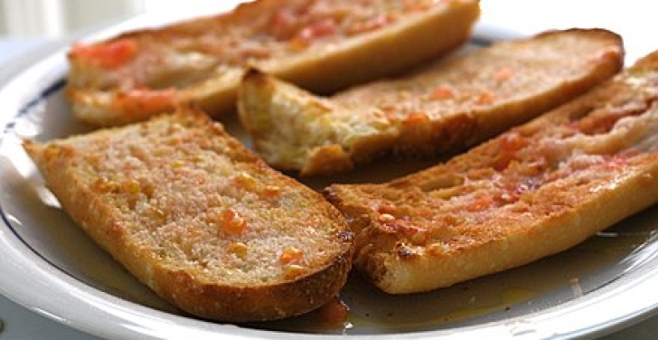 Pa amb tomaquet is toasted bread with a tomato spread.