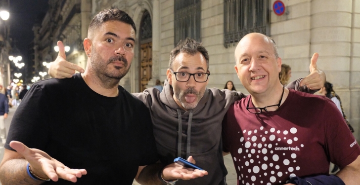 Juanluis Lozano, Adrien Sirjacques and Mike King in Barcelona, 2024.