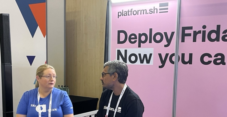 Stella Power talking to Tejas Patel from Platform.sh.