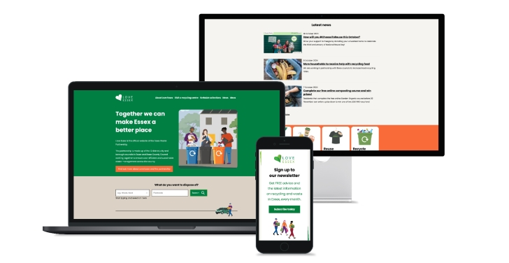 Love Essex website shown on different sized devices