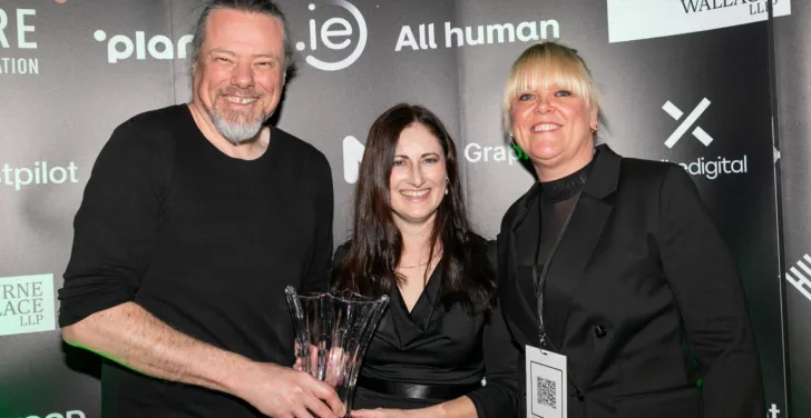 Anthony Lindsay and Alison Visser with the National Digital Award for LocalGov.ie.