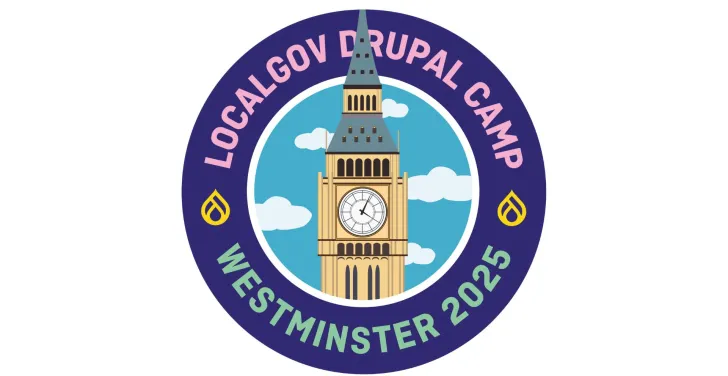 The LocalGov Drupal Camp Westminster 2025 badge features Big Ben in the centre.