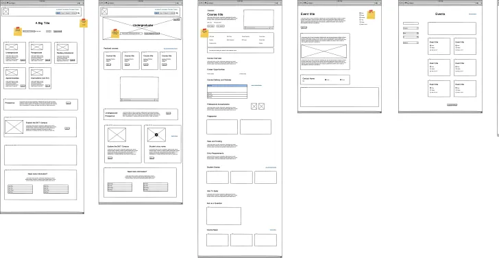 Six wireframes are seen side by side.