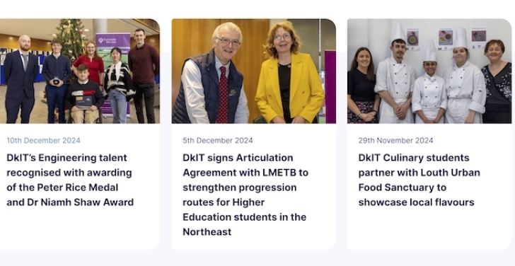 The rounded corners of the D in the DkIT logo is reflected in the images on the website