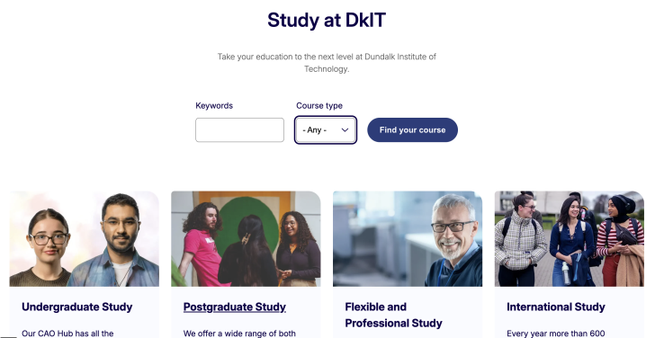 The “Study at DKIT“ section of the new website