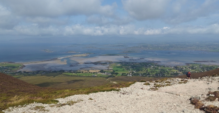 Clew bay is seen from the top of Croagh Patrick
