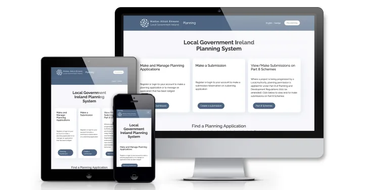 The new ePlanning portal is seen on a tablet, phone and computer screen.