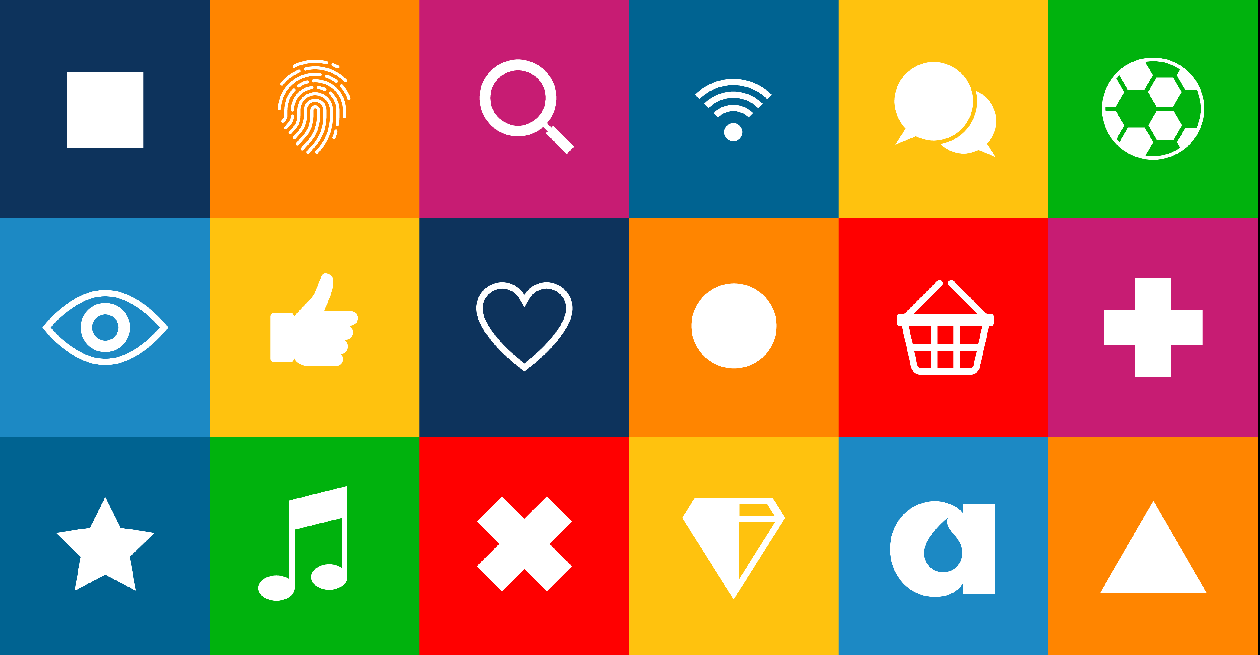 Brightly coloured squares each sporting a different logo to represent personalisation and omnichannel marketing.