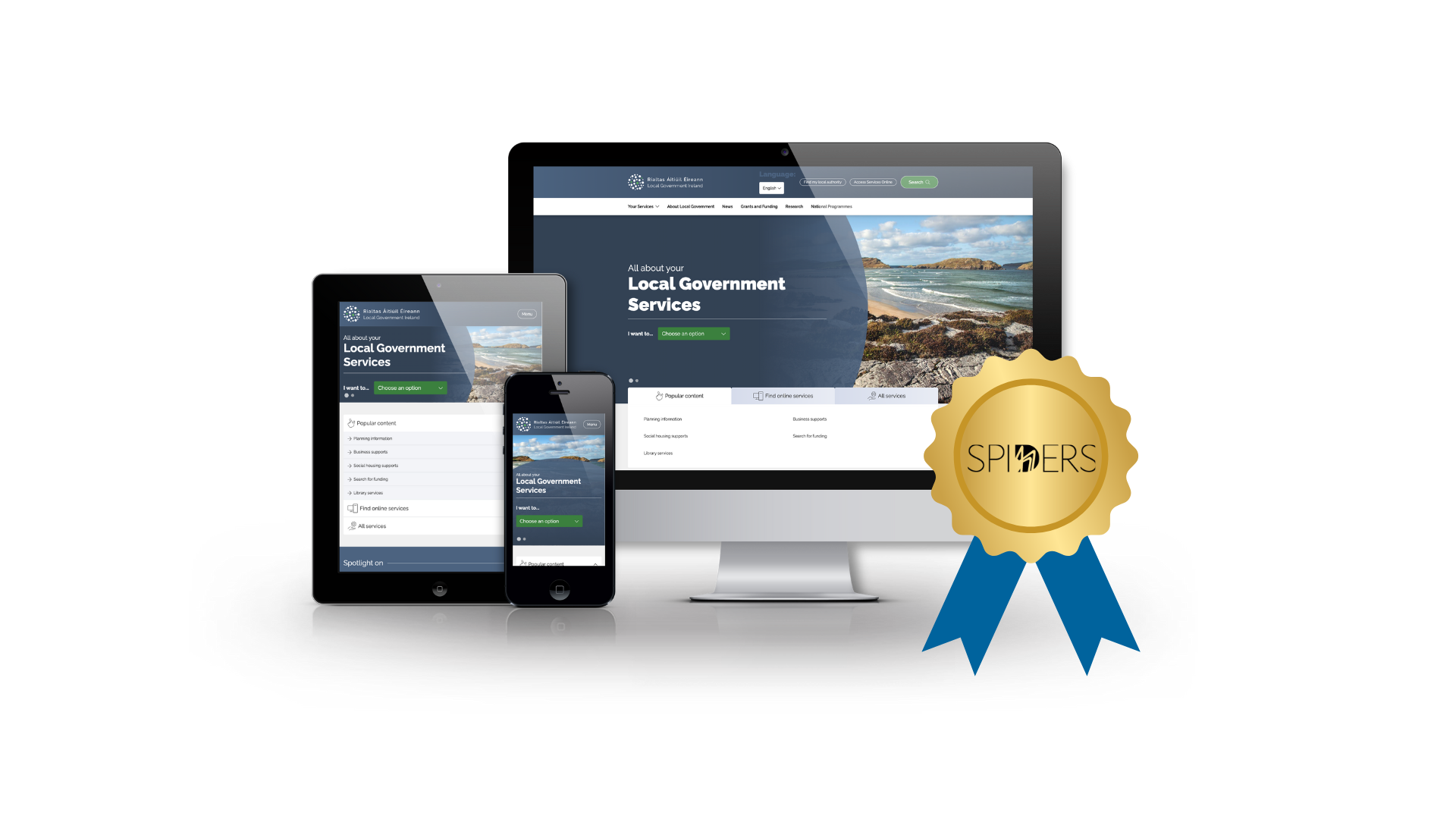 The LocalGovernment Ireland website was a finalise in the Spider Awards