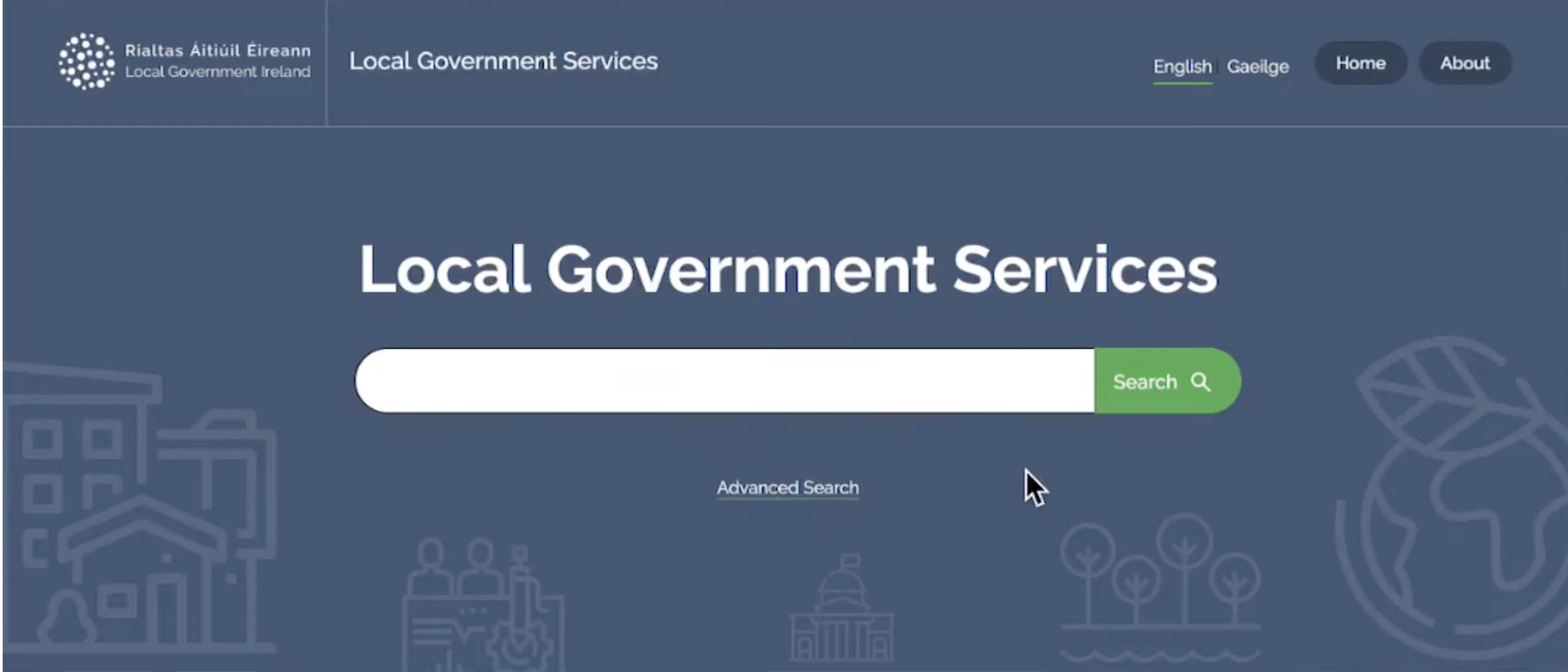 The Local Government Services website is screenshared during a video call presentation.