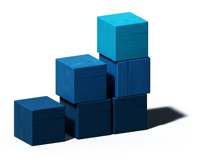 Wooden building blocks stacked