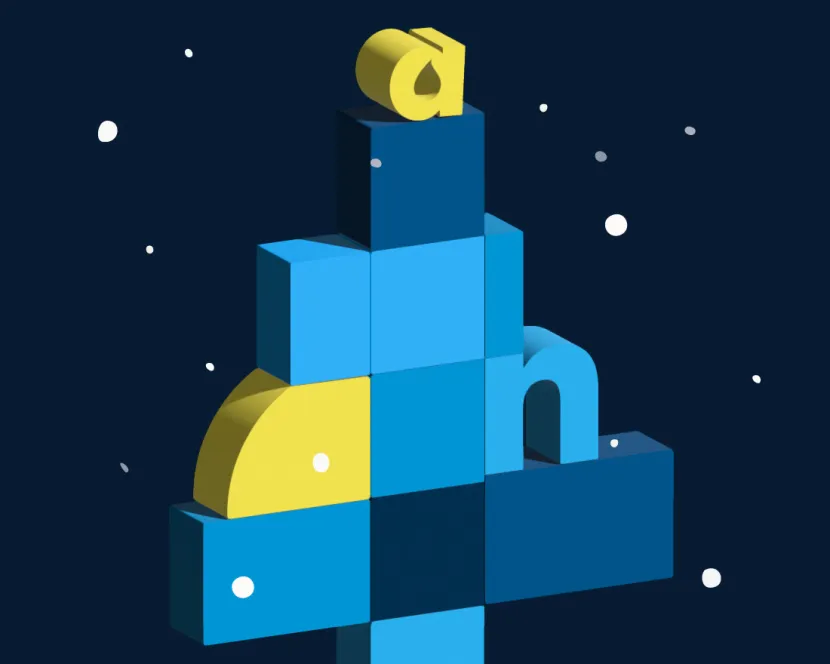 A Christmas tree made up of building blocks