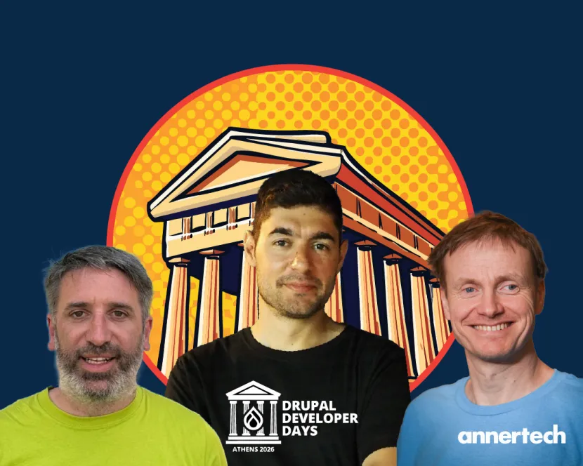 Annertech’s Drupal Developer Days Athens speakers: Tony Barker, Bill Seremetis and Erik Erskine