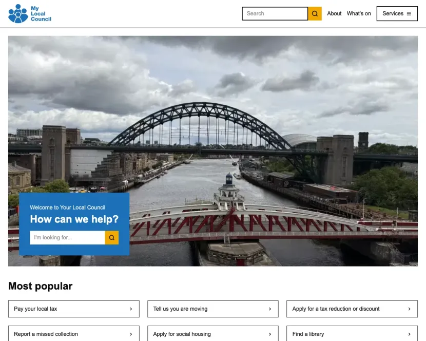 A screenshot of the Local site template