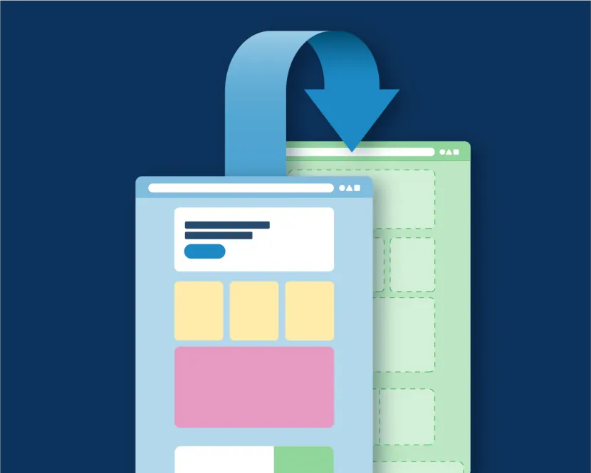 A graphic depicting a single page moving