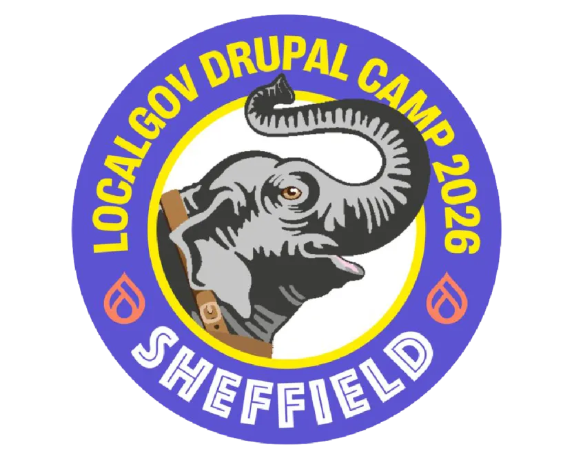 The LocalGov Drupal Camp 2026 badge featuring an elephant.
