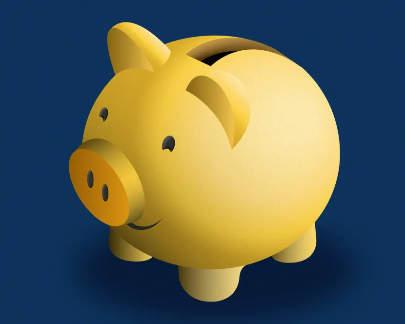 A yellow piggy bank.