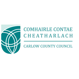 Carlow County Council's dark and light green swirl logo