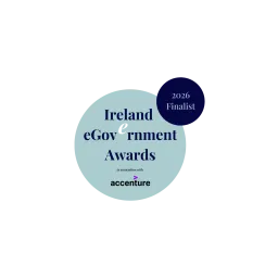 The finalist badge for the 2026 Ireland eGovernment Awards.