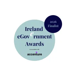 A finalist badge for the 2026 Ireland eGovernment Awards.